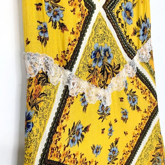 FREE PEOPLE Stevie Yellow Lace Trimmed Maxi Dress Sz XS - Picture 6 of 12